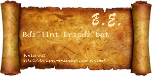 Bálint Erzsébet névjegykártya